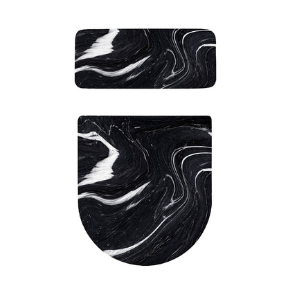 Black White Liquid Marble Print Toilet Lid And Tank Cover Set