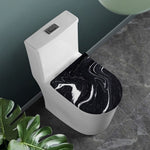 Black White Liquid Marble Print Toilet Lid Cover