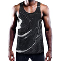 Black White Liquid Marble Print Men's Workout Tank Top