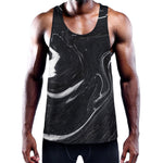 Black White Liquid Marble Print Training Tank Top