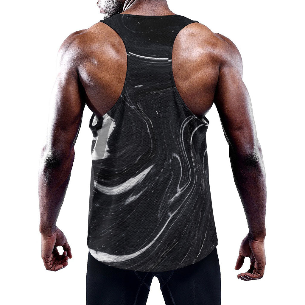 Black White Liquid Marble Print Training Tank Top