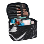 Black White Liquid Marble Print Travel Makeup Bag
