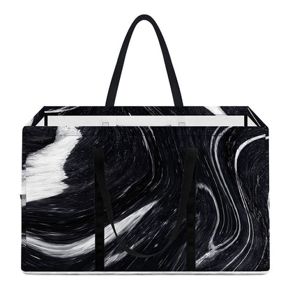 Black White Liquid Marble Print Utility Tote Bag