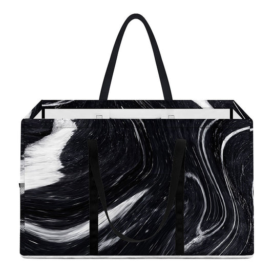 Black White Liquid Marble Print Utility Tote Bag