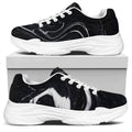 Black White Liquid Marble Print White Chunky Shoes