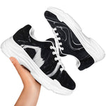Black White Liquid Marble Print White Chunky Shoes
