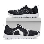 Black White Liquid Marble Print White Running Shoes