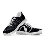 Black White Liquid Marble Print White Running Shoes