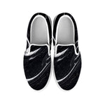 Black White Liquid Marble Print White Slip On Sneakers