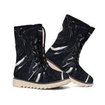 Black White Liquid Marble Print Winter Boots