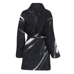 Black White Liquid Marble Print Women's Bathrobe