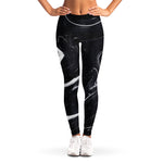 Black White Liquid Marble Print Women's Leggings