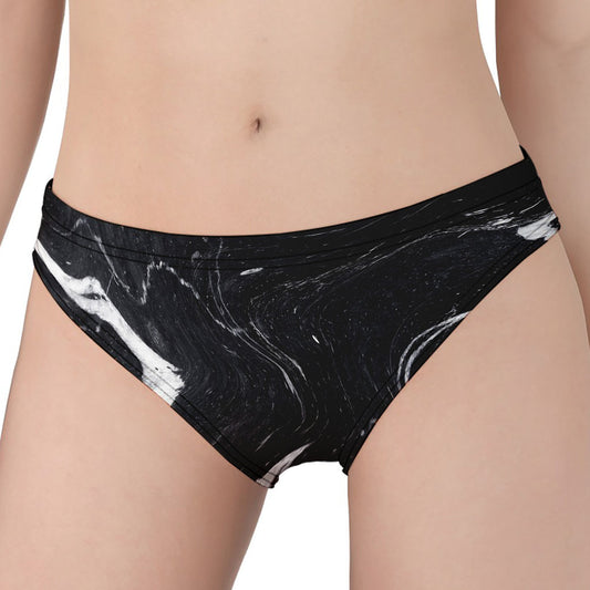 Black White Liquid Marble Print Women's Panties
