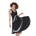 Black White Liquid Marble Print Sleeveless Knee Length Dress