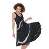 Black White Liquid Marble Print Women's Sleeveless Dress