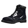 Black White Liquid Marble Print Work Boots