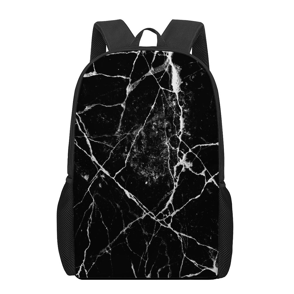 Black White Natural Marble Print 17 Inch Backpack