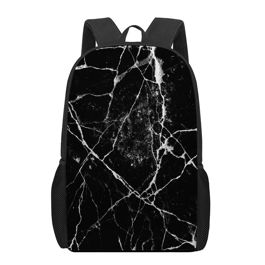 Black White Natural Marble Print 17 Inch Backpack