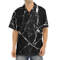 Black White Natural Marble Print Aloha Shirt