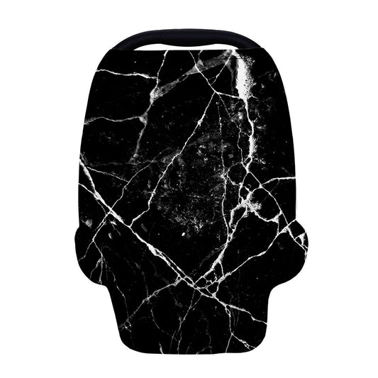 Black White Natural Marble Print Baby Seat Cover