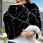 Black White Natural Marble Print Baby Seat Cover