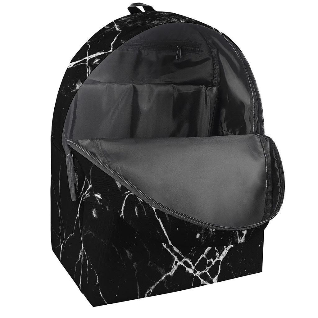 Black White Natural Marble Print Backpack