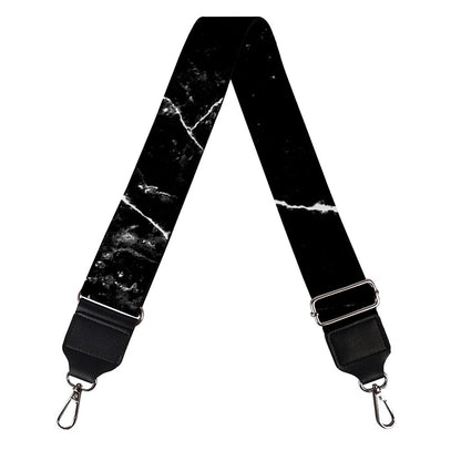 Black White Natural Marble Print Bag Strap