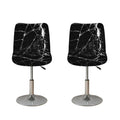Black White Natural Marble Print Bar Stool Covers