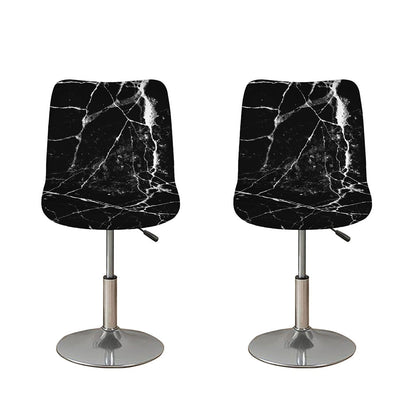Black White Natural Marble Print Bar Stool Covers