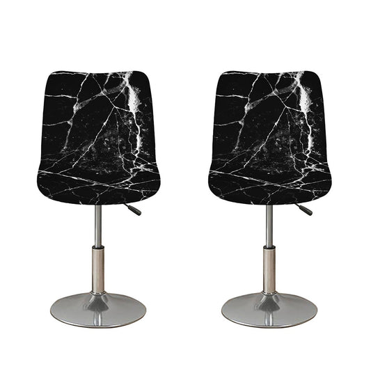 Black White Natural Marble Print Bar Stool Covers