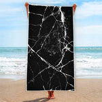 Black White Natural Marble Print Beach Towel
