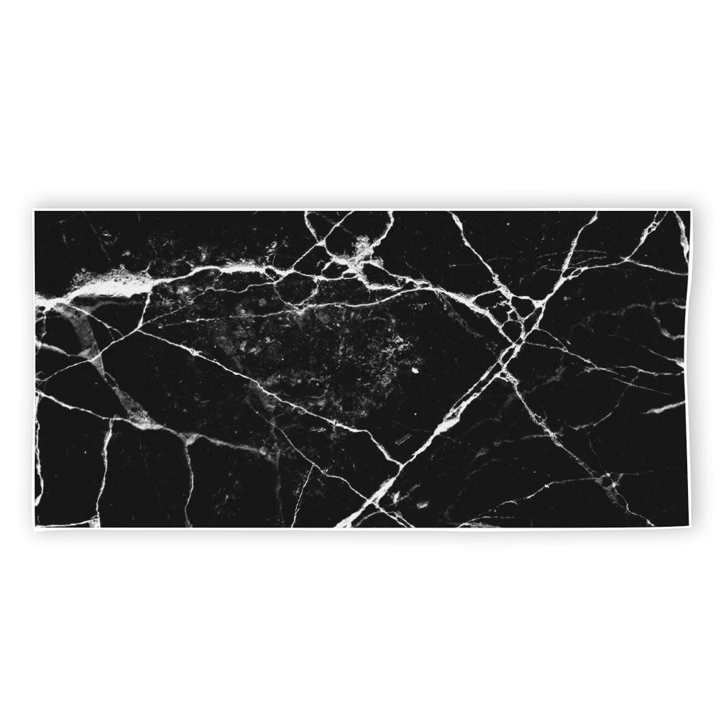 Black White Natural Marble Print Beach Towel
