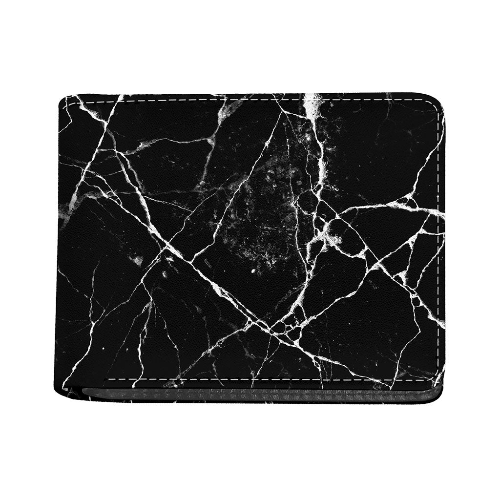 Black White Natural Marble Print Bifold Wallet