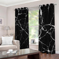 Black White Natural Marble Print Dimout Grommet Curtains