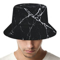 Black White Natural Marble Print Bucket Hat