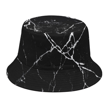 Black White Natural Marble Print Bucket Hat