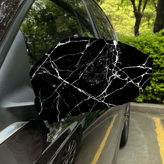 Black White Natural Marble Print Car Side Mirror Covers