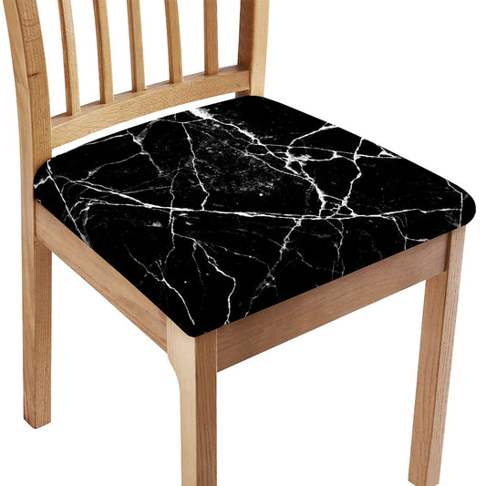 Black White Natural Marble Print Chair Cushion Cover