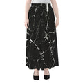 Black White Natural Marble Print Chiffon Maxi Skirt