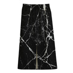 Black White Natural Marble Print Cotton Front Slit Maxi Skirt