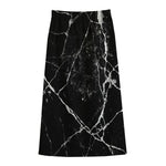 Black White Natural Marble Print Cotton Front Slit Maxi Skirt