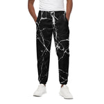 Black White Natural Marble Print Cotton Pants