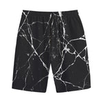 Black White Natural Marble Print Cotton Shorts