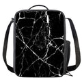 Black White Natural Marble Print Crossbody Lunch Bag
