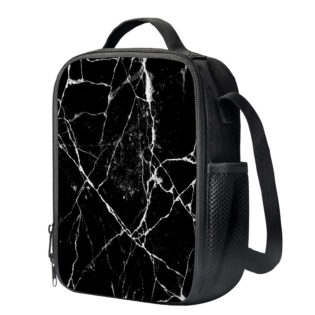 Black White Natural Marble Print Crossbody Lunch Bag