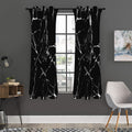 Black White Natural Marble Print Grommet Curtain Panels
