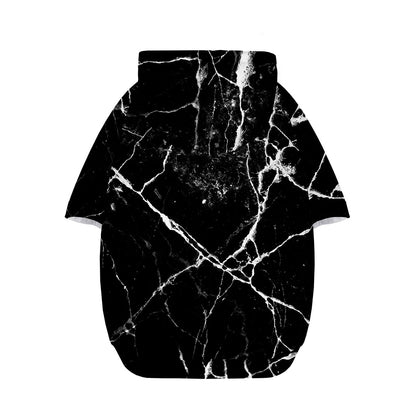 Black White Natural Marble Print Dog Zip Up Hoodie