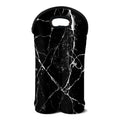 Black White Natural Marble Print Double Neoprene Wine Tote