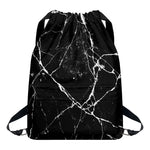 Black White Natural Marble Print Drawstring Backpack