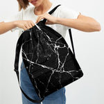 Black White Natural Marble Print Drawstring Backpack